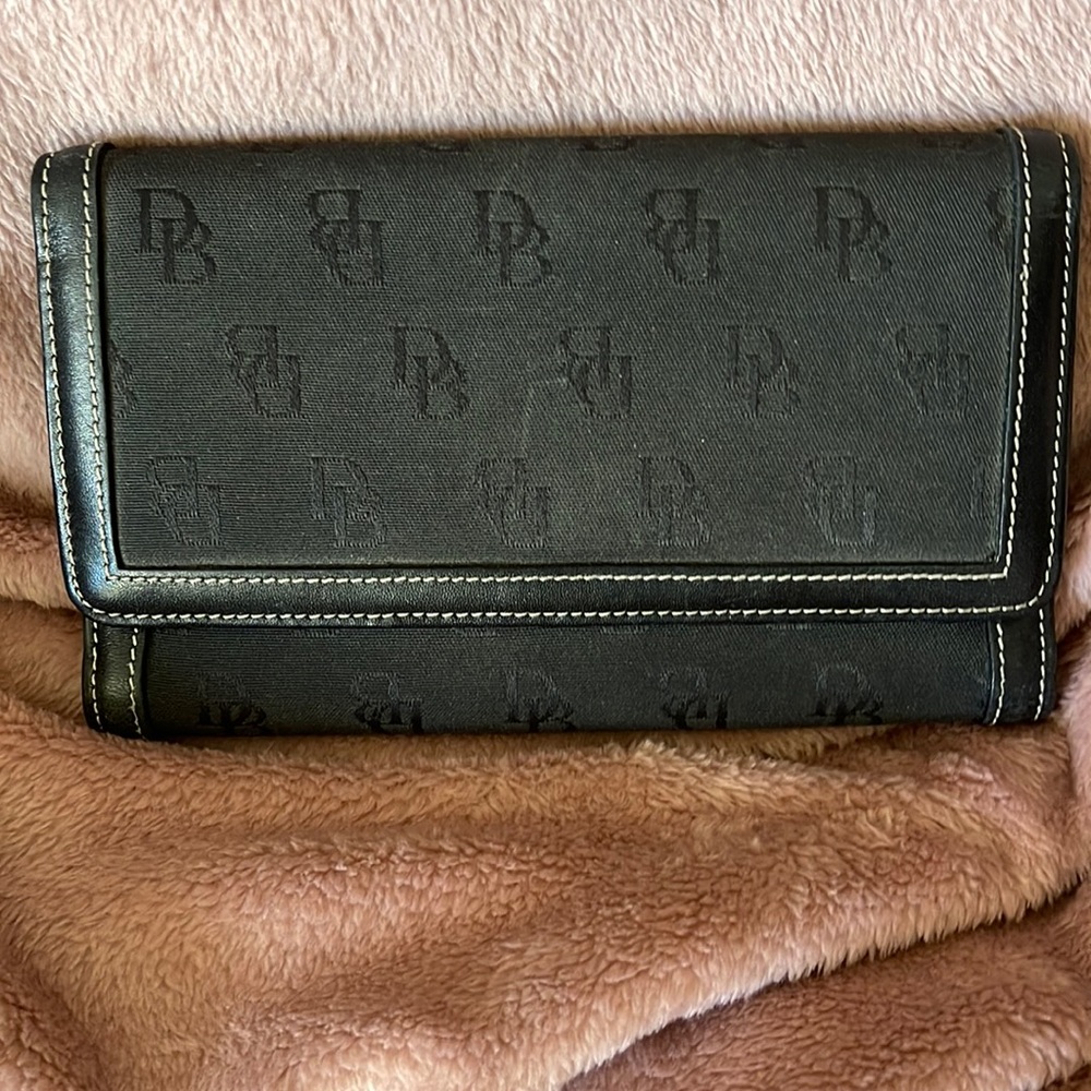 Dooney and Bourke black on black checkbook wallet